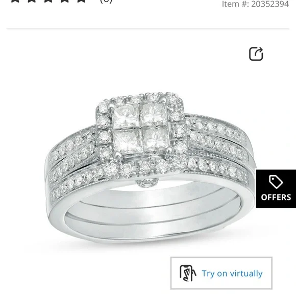 Zales 3/4 CT 10K White Gold Princess Cut Set - Picture 6 of 6